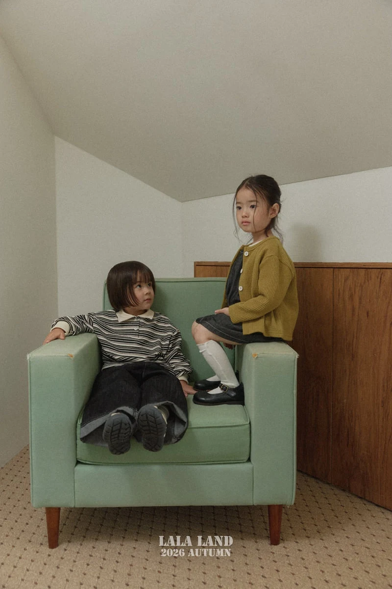 Lalaland - Korean Children Fashion - #littlefashionista - Pigment Stripe Collar Tee - 6