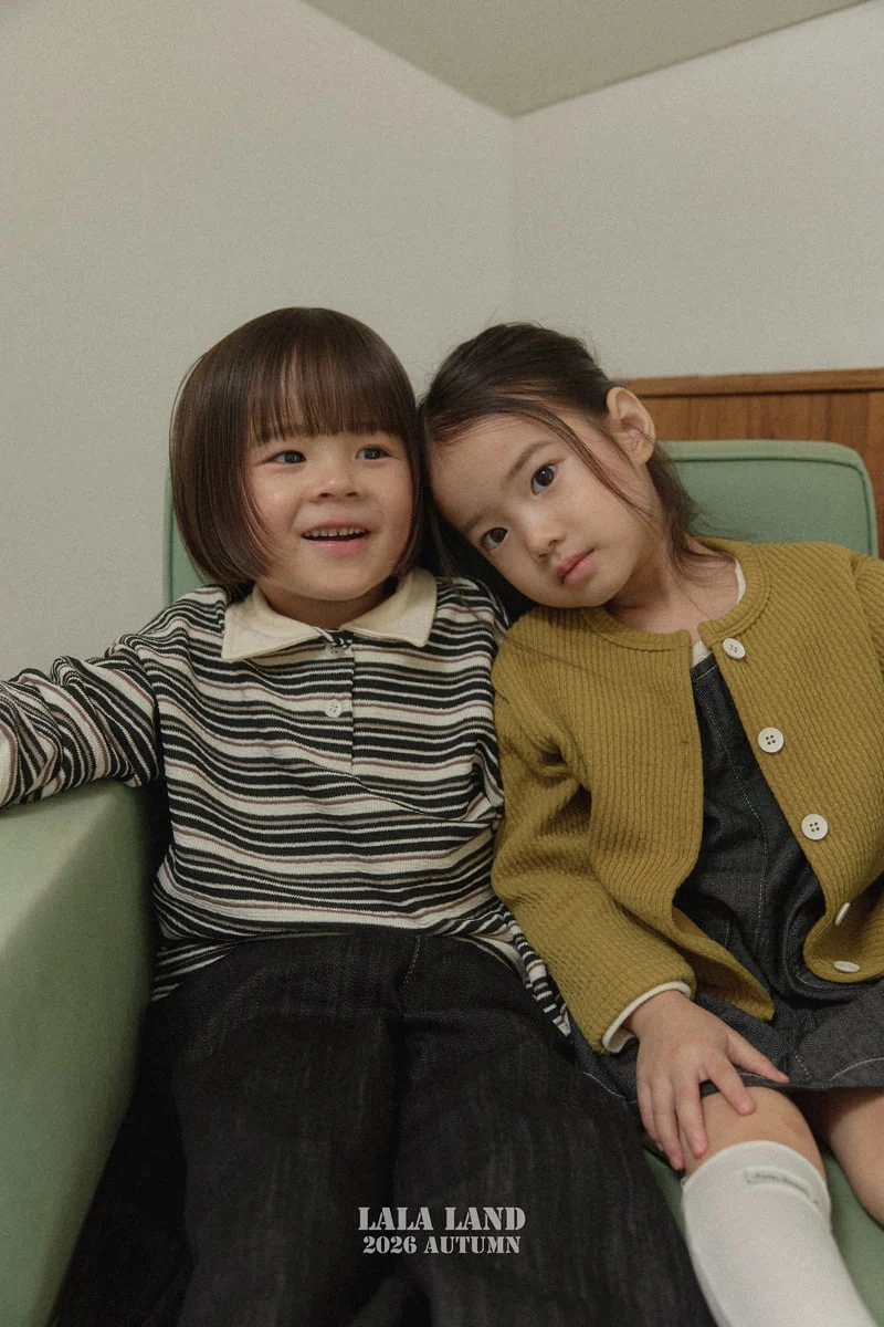 Lalaland - Korean Children Fashion - #prettylittlegirls - Pigment Stripe Collar Tee - 9