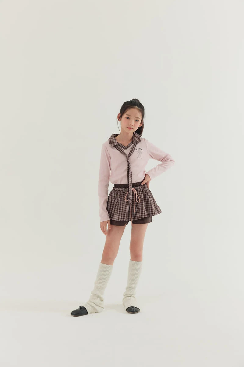 Lilas - Korean Children Fashion - #discoveringself - Check Necktie Tee - 3