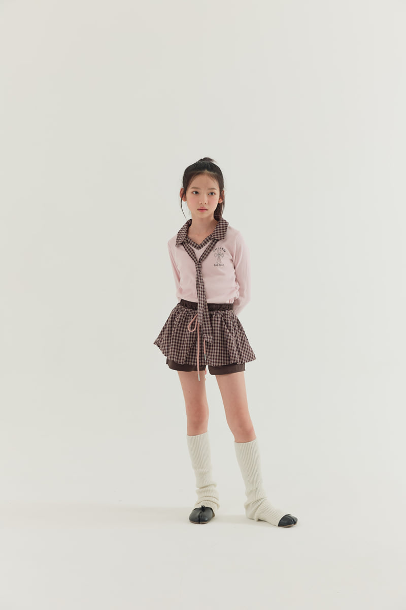 Lilas - Korean Children Fashion - #discoveringself - Check Necktie Tee - 4