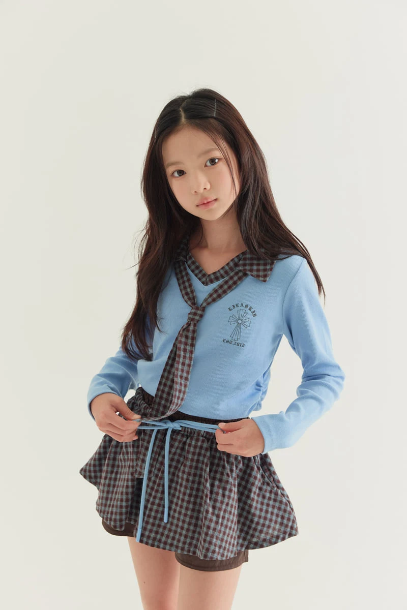 Lilas - Korean Children Fashion - #kidsstore - Check Necktie Tee - 6