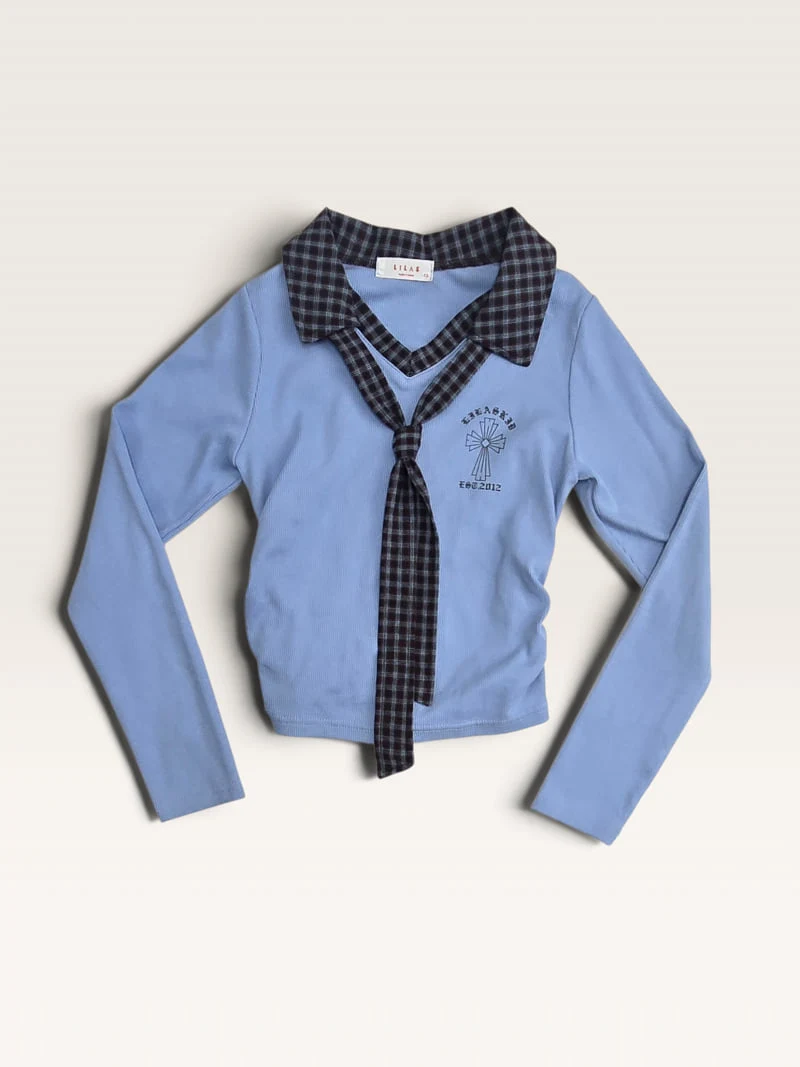 Lilas - Korean Children Fashion - #minifashionista - Check Necktie Tee - 11