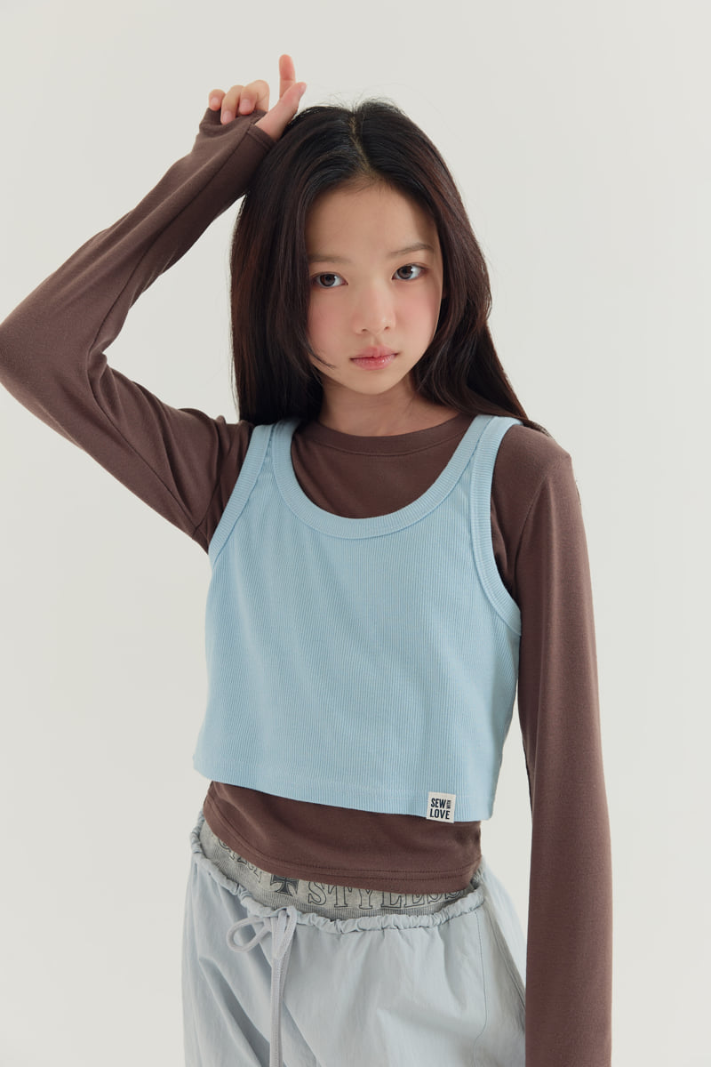 Lilas - Korean Children Fashion - #toddlerclothing - Sleeveless Double Layered Tee - 2