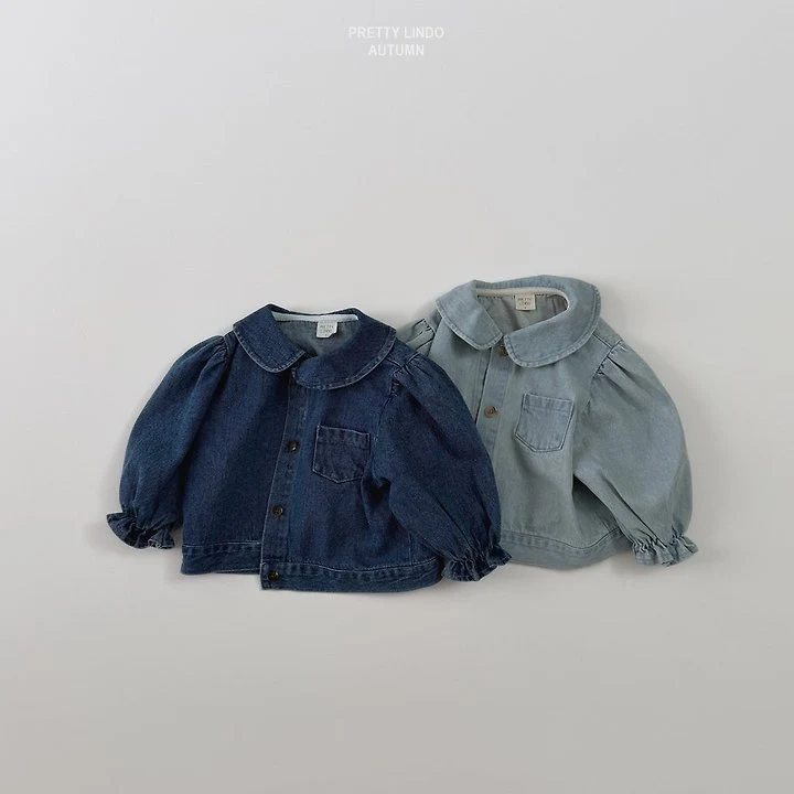 Lindo - Korean Children Fashion - #childofig - Round Collar Denim Jacket - 5