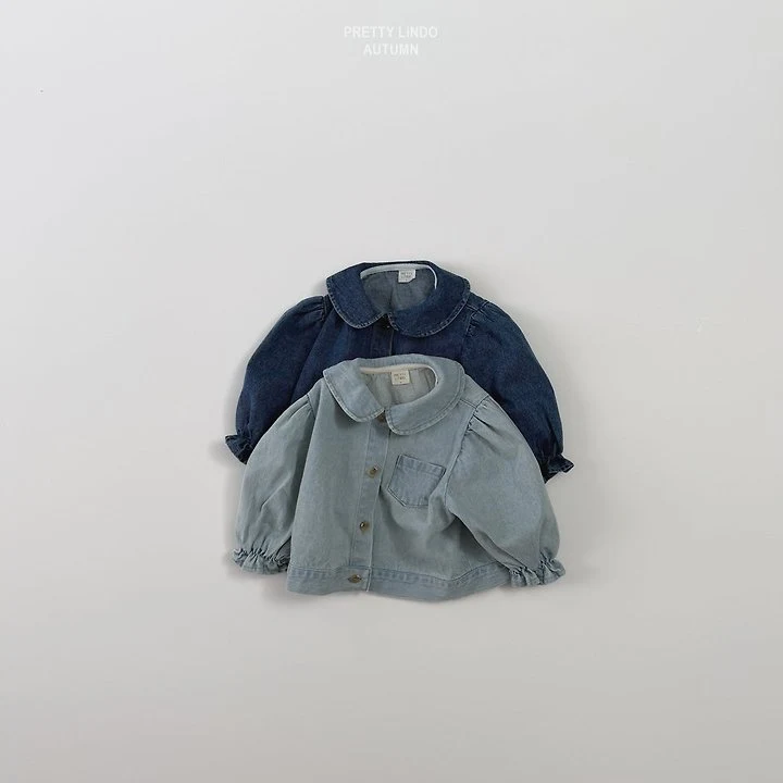 Lindo - Korean Children Fashion - #childrensboutique - Round Collar Denim Jacket - 6