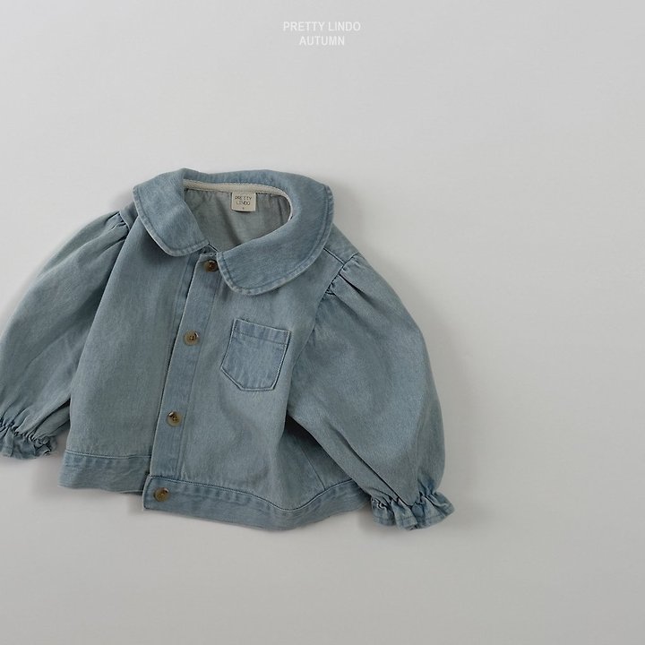 Lindo - Korean Children Fashion - #designkidswear - Round Collar Denim Jacket - 7