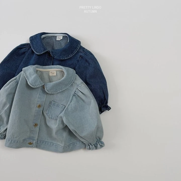 Lindo - Korean Children Fashion - #fashionkids - Round Collar Denim Jacket - 9