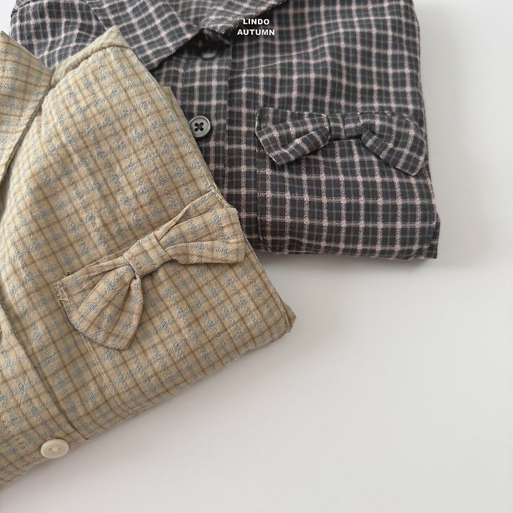 Lindo - Korean Children Fashion - #kidsshorts - Ribbon Check Placket Shirt - 8