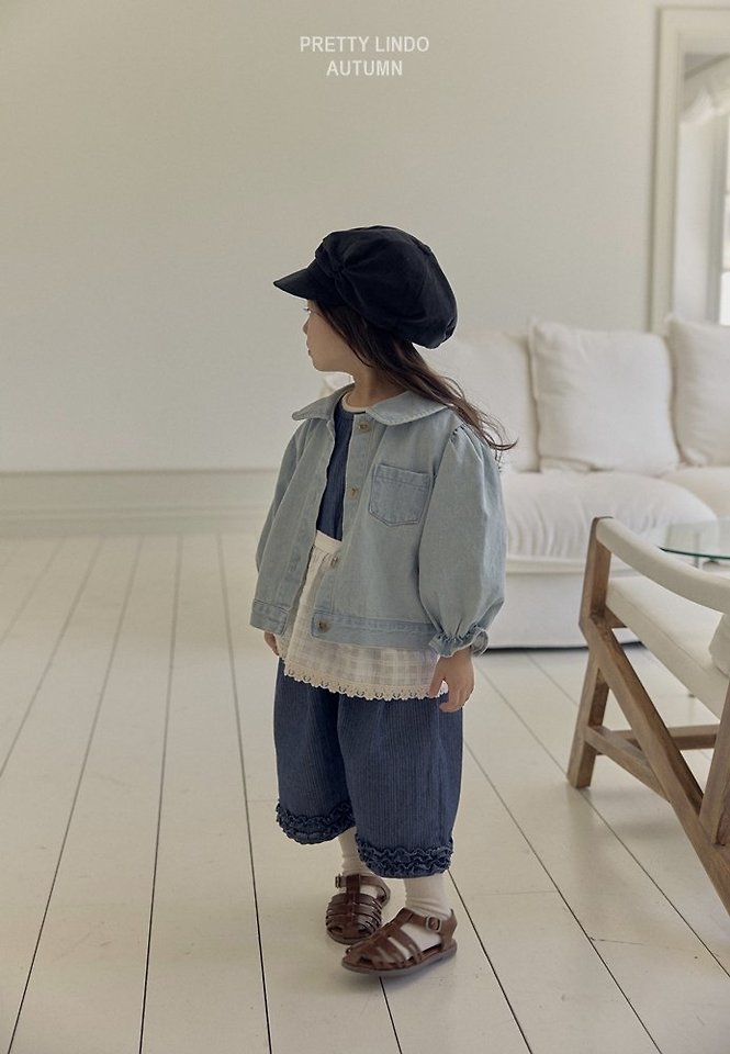Lindo - Korean Children Fashion - #kidzfashiontrend - Round Collar Denim Jacket - 12