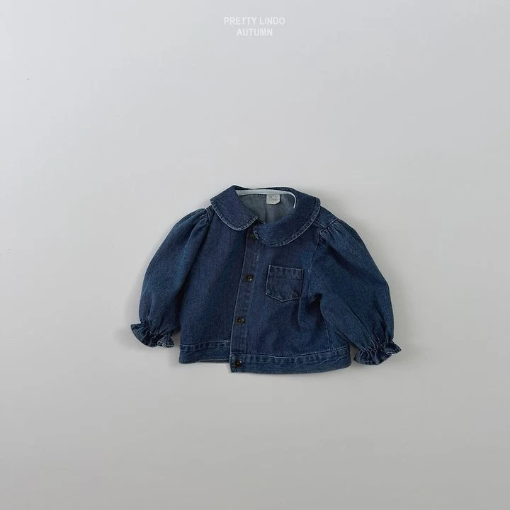 Lindo - Korean Children Fashion - #toddlerclothing - Round Collar Denim Jacket - 4