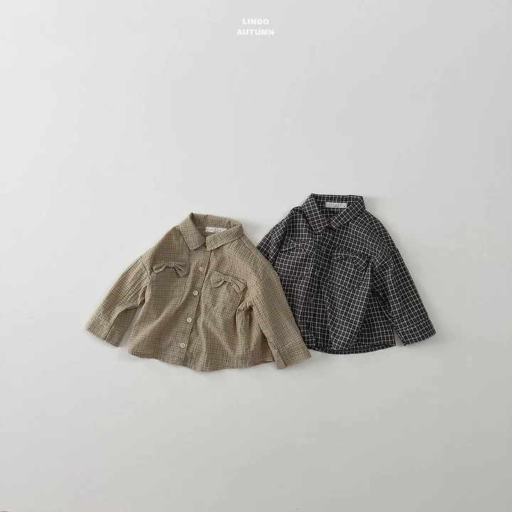 Lindo - Korean Children Fashion - #toddlerclothing - Ribbon Check Placket Shirt