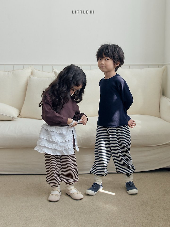 Little Hi - Korean Children Fashion - #childrensboutique - Eyelet Stripe Jogger Pants - 6