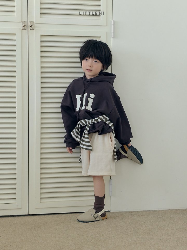Little Hi - Korean Children Fashion - #kidsshorts - Hi Embroidery Hoodie - 5