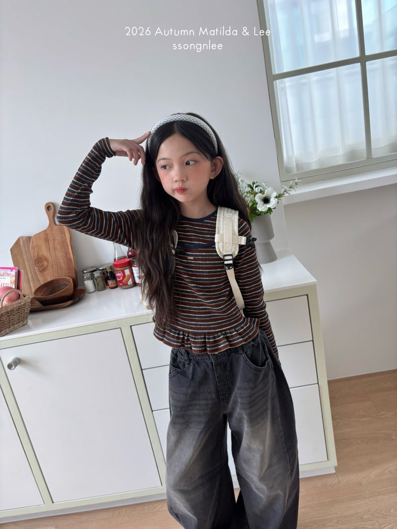 Matilda & Lee - Korean Children Fashion - #childofig - Mocca Stripe Frill Tee - 8