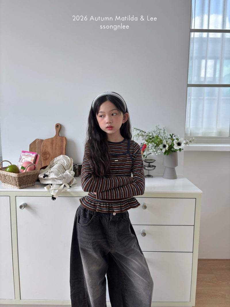 Matilda & Lee - Korean Children Fashion - #childrensboutique - Mocca Stripe Frill Tee - 9