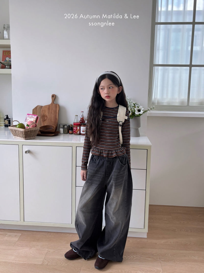 Matilda & Lee - Korean Children Fashion - #fashionkids - Mocca Stripe Frill Tee - 12