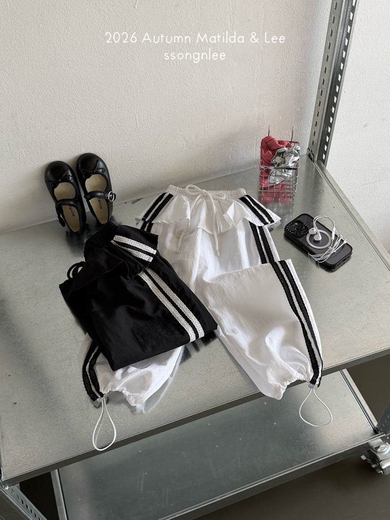 Matilda & Lee - Korean Children Fashion - #kidzfashiontrend - Lace Line Track Pants - 8