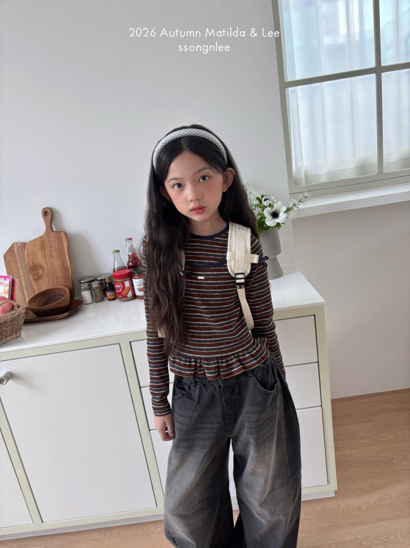 Matilda & Lee - Korean Children Fashion - #minifashionista - Mocca Stripe Frill Tee - 3