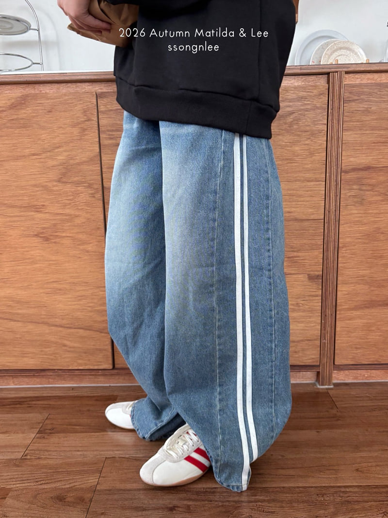 Matilda & Lee - Korean Children Fashion - #prettylittlegirls - Track Denim Pants - 10