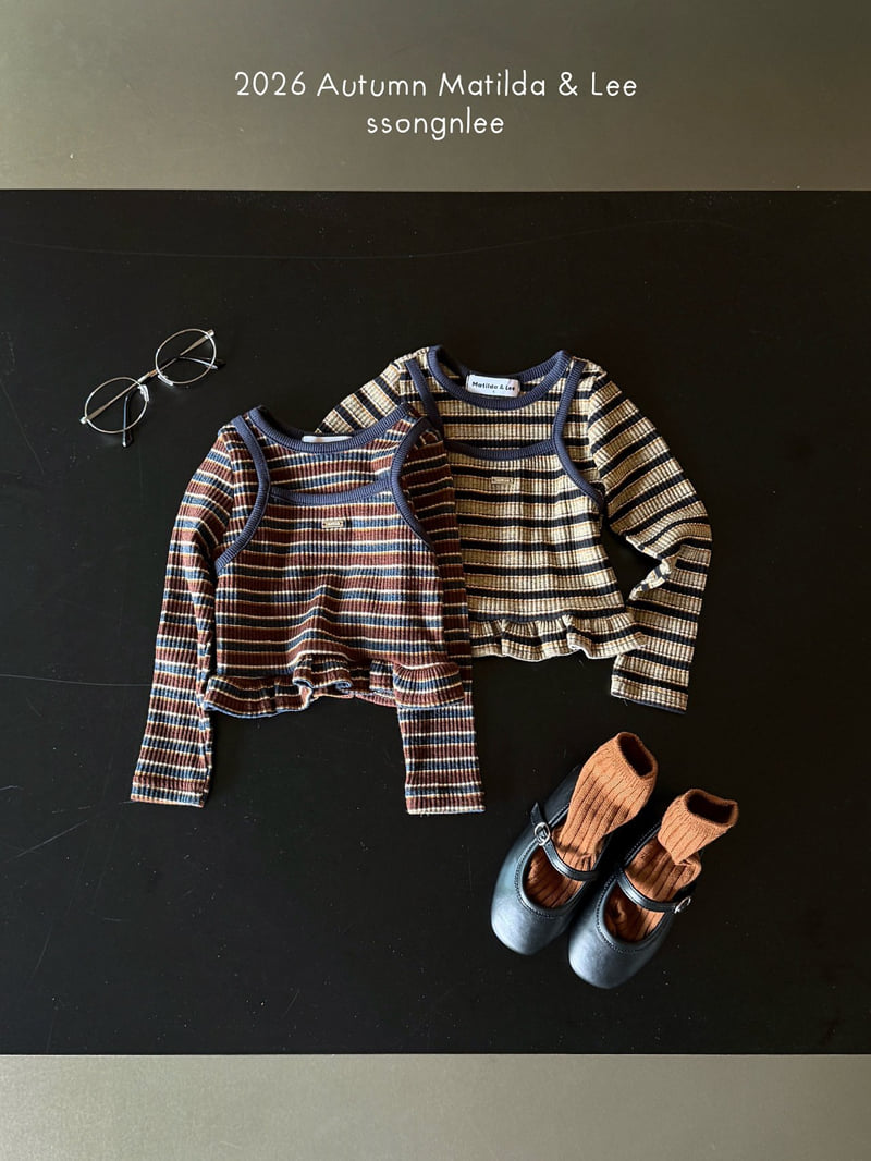 Matilda & Lee - Korean Children Fashion - #minifashionista - Mocca Stripe Frill Tee - 4