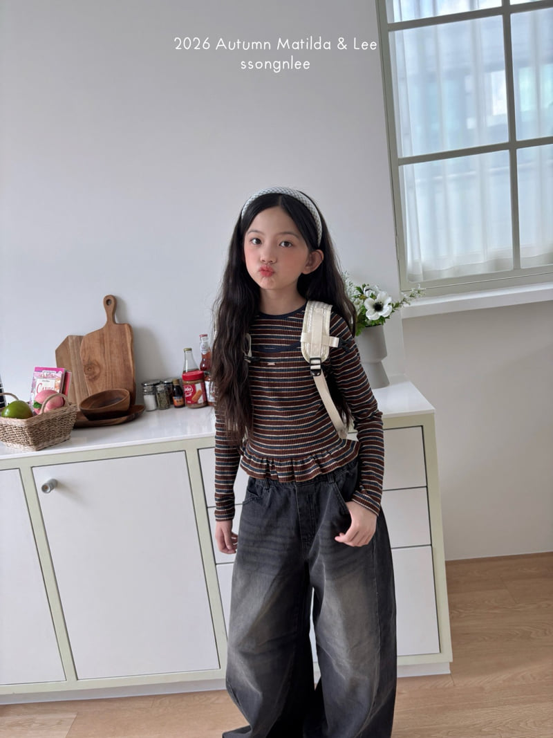 Matilda & Lee - Korean Children Fashion - #stylishchildhood - Mocca Stripe Frill Tee - 7