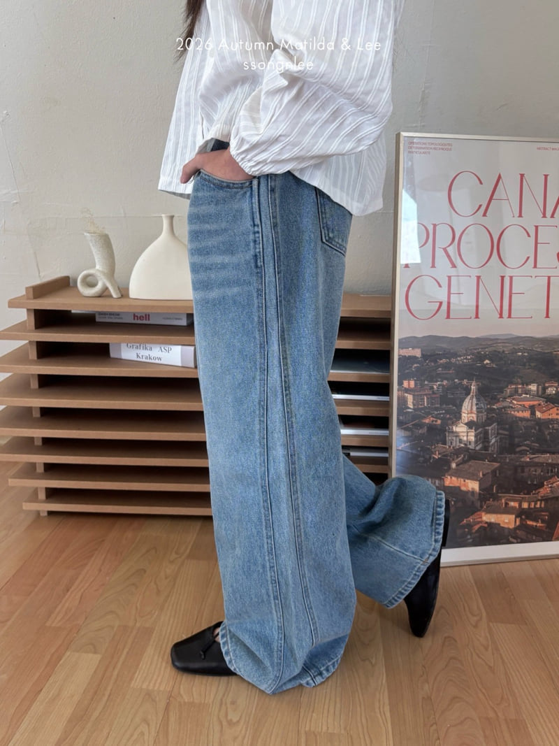 Matilda & Lee - Korean Children Fashion - #todddlerfashion - Cut-Line Denim Pants