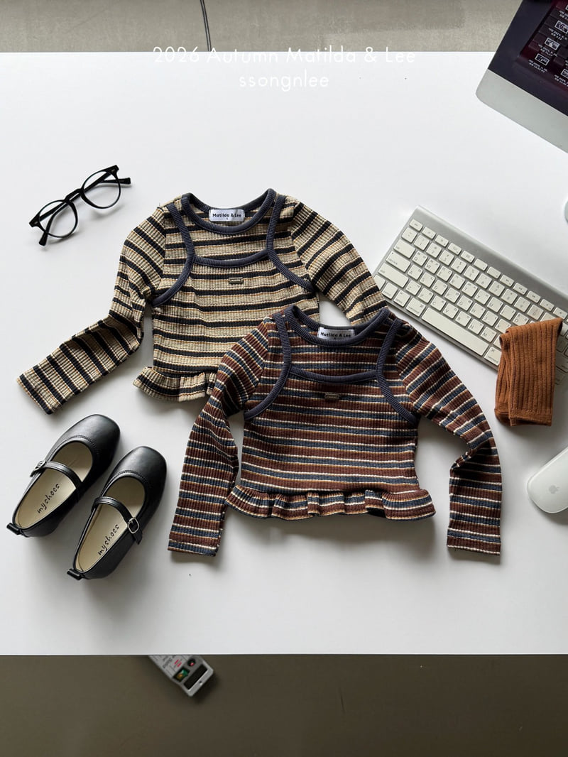 Matilda & Lee - Korean Children Fashion - #toddlerclothing - Mocca Stripe Frill Tee - 6