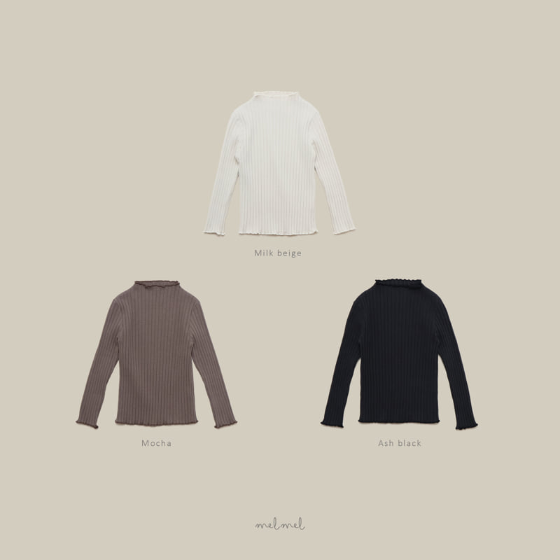 Melmel - Korean Children Fashion - #discoveringself - Mock Neck Rib Tee