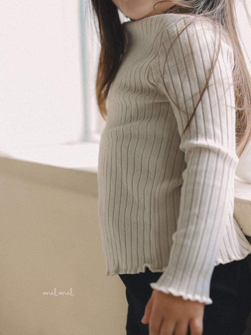 Melmel - Korean Children Fashion - #kidsshorts - Mock Neck Rib Tee - 4