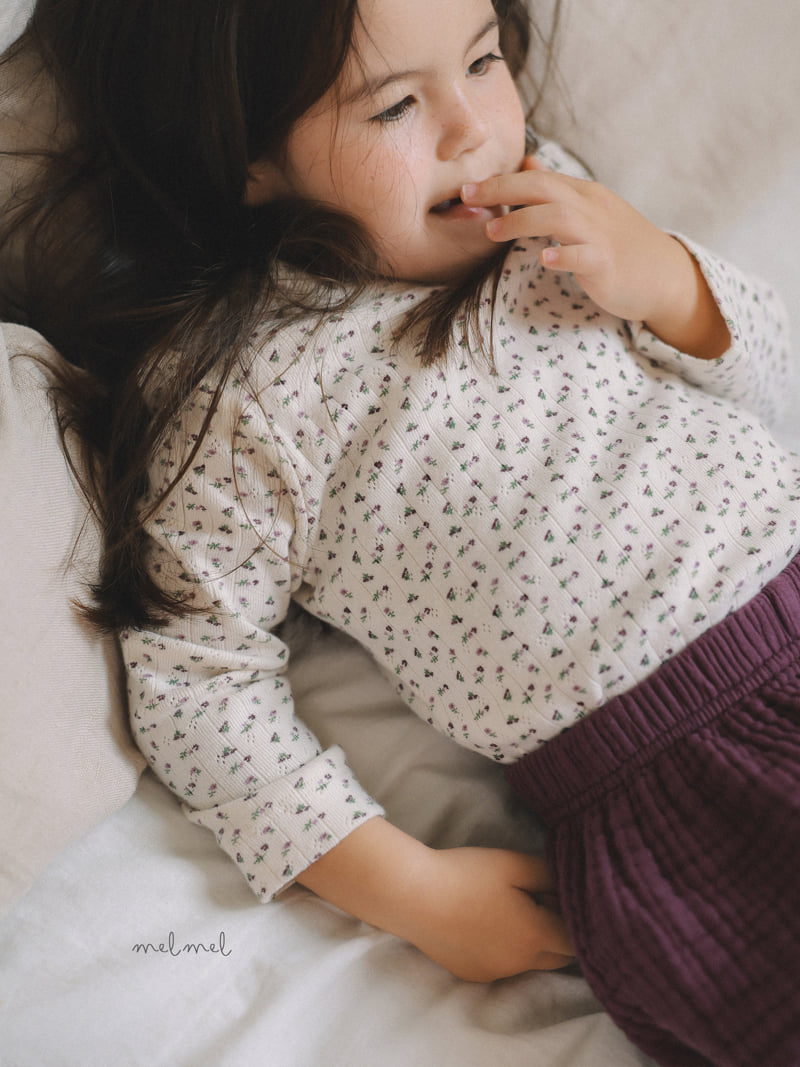 Melmel - Korean Children Fashion - #minifashionista - Flower Rib Tee - 3