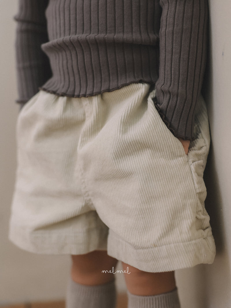 Melmel - Korean Children Fashion - #prettylittlegirls - Corduroy Half Pants - 3
