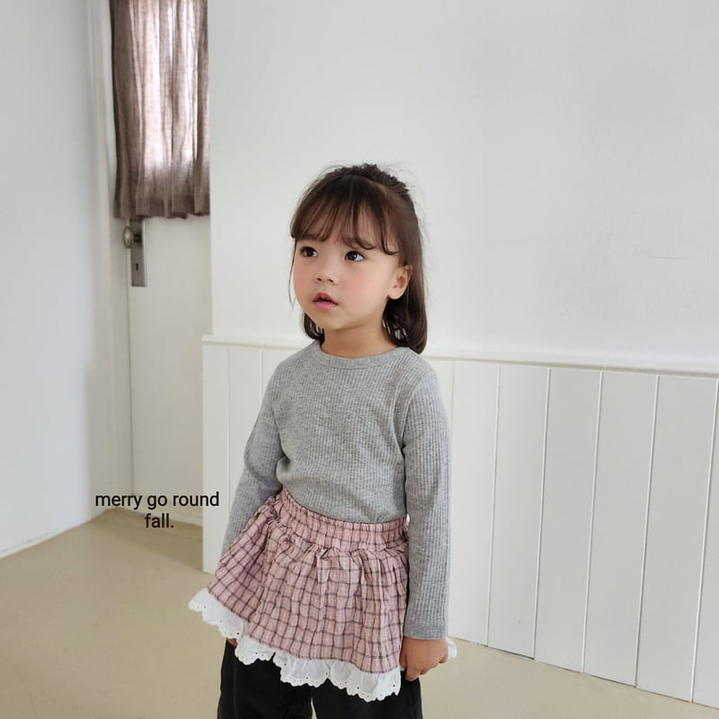 Merry Go Round - Korean Children Fashion - #kidsstore - Check Skirt Jogger Pants - 12