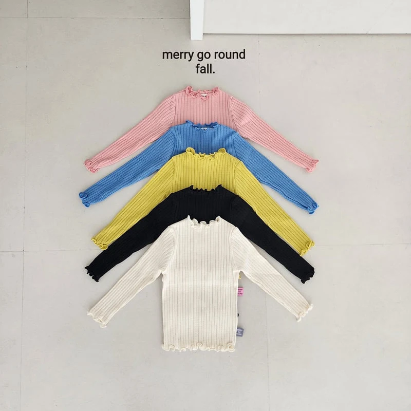 Merry Go Round - Korean Children Fashion - #magicofchildhood - Candy Ribbed Tee - 12