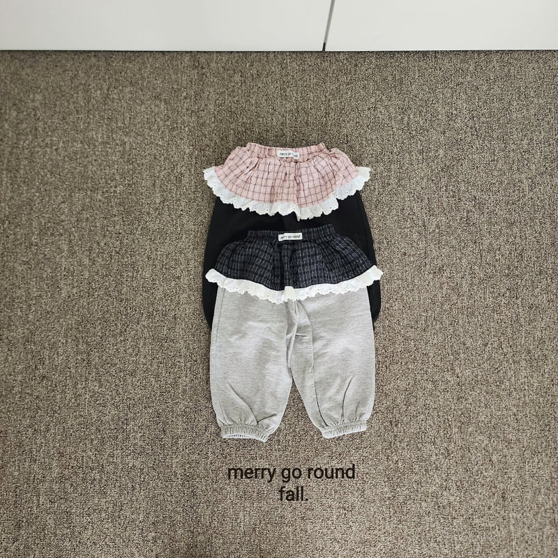 Merry Go Round - Korean Children Fashion - #prettylittlegirls - Check Skirt Jogger Pants - 2