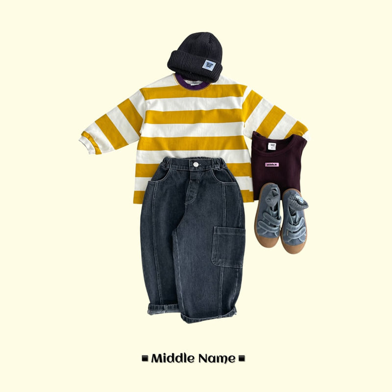 Middle Name - Korean Children Fashion - #Kfashion4kids - Milk Colored Stripe Tee - 8