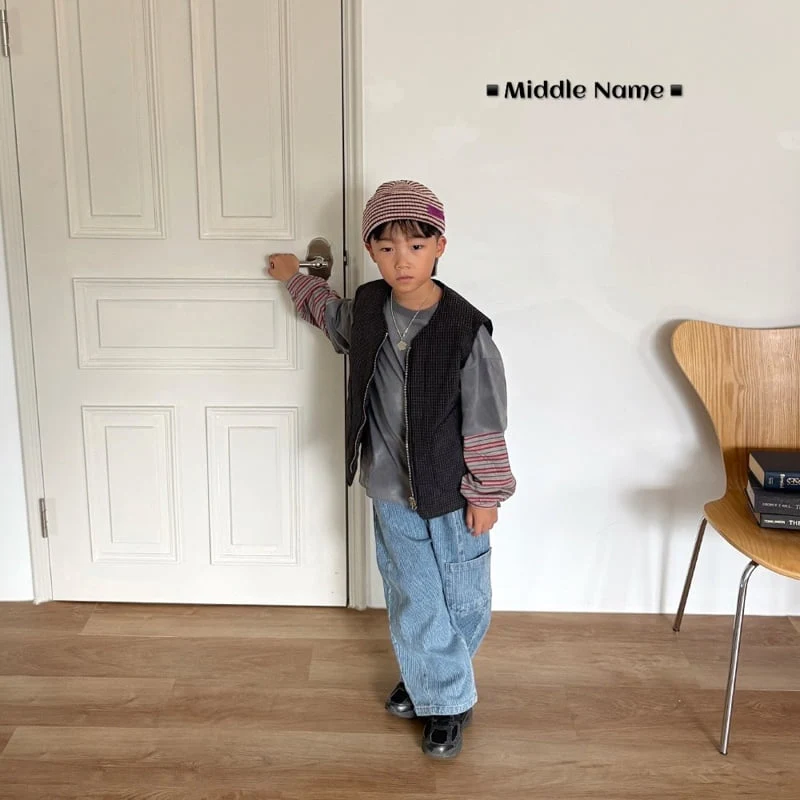 Middle Name - Korean Children Fashion - #childofig - Rib Check Vest - 4