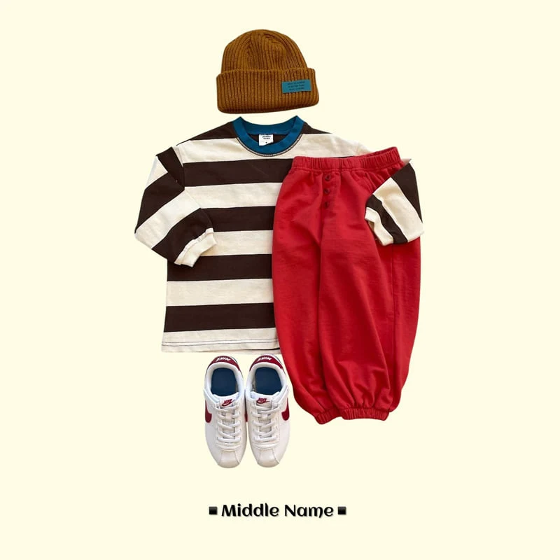 Middle Name - Korean Children Fashion - #kidsshorts - Milk Colored Stripe Tee - 5