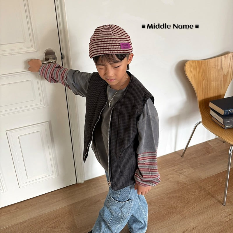 Middle Name - Korean Children Fashion - #kidsshorts - Rib Check Vest - 8