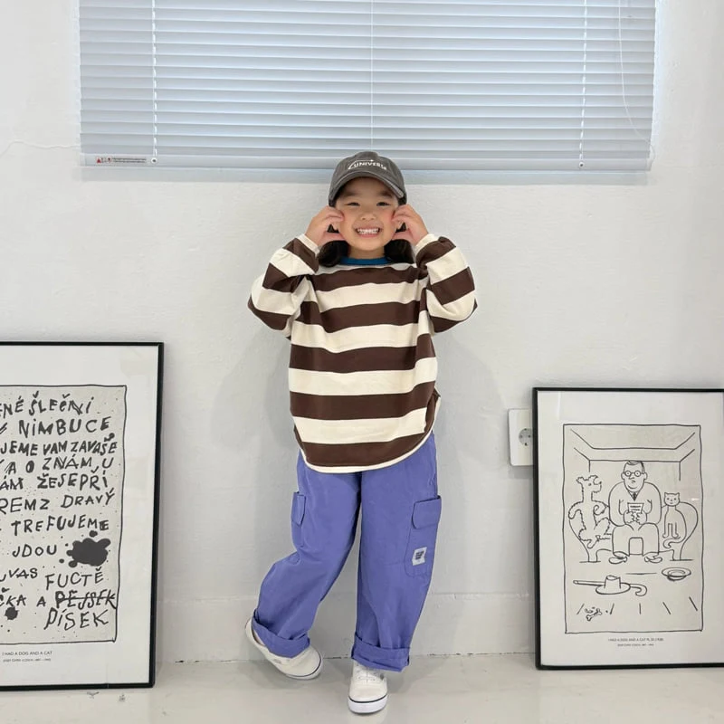 Middle Name - Korean Children Fashion - #kidsshorts - Milk Colorblock Striped Tee - 3