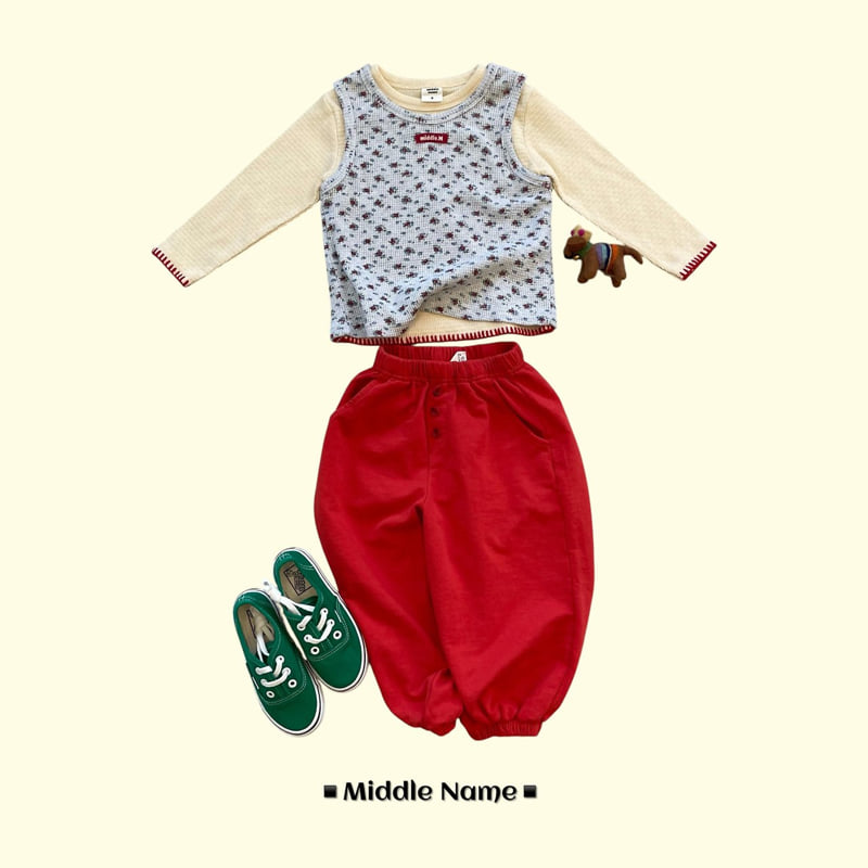 Middle Name - Korean Children Fashion - #kidsstore - Waffle Layered Sleeveless - 9