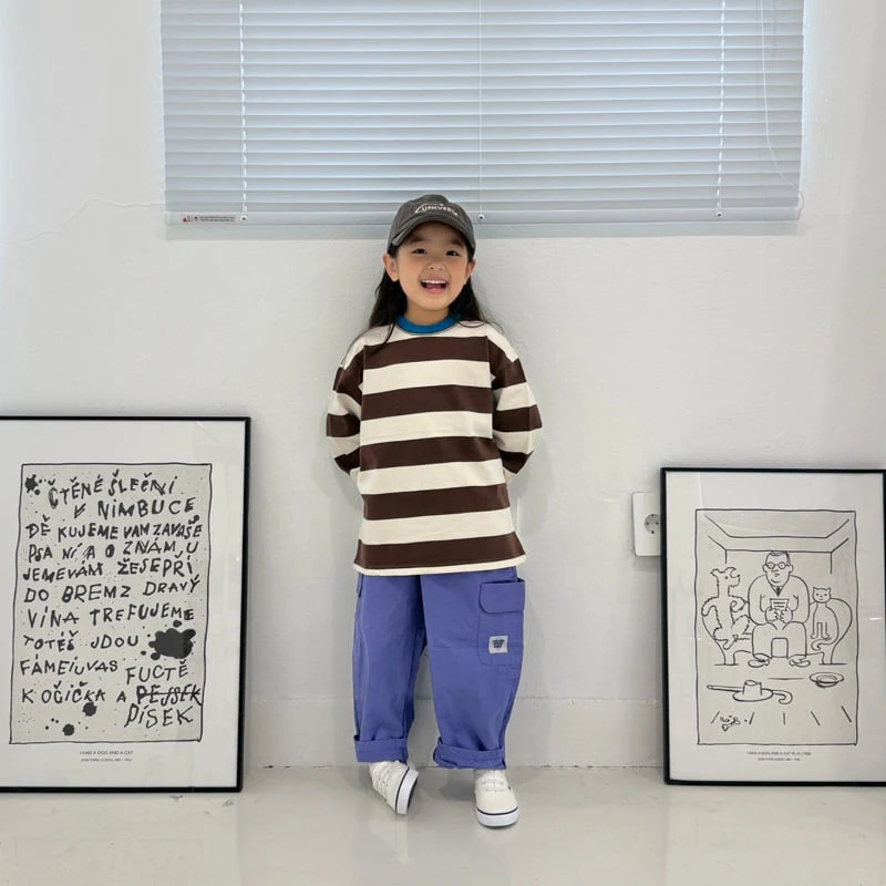 Middle Name - Korean Children Fashion - #kidsshorts - Milk Colorblock Striped Tee - 4