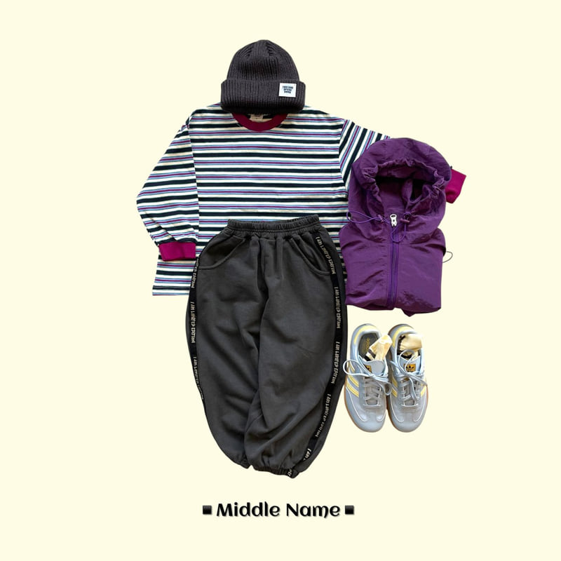 Middle Name - Korean Children Fashion - #toddlerclothing - Pigment Tape Jogger Pants - 4