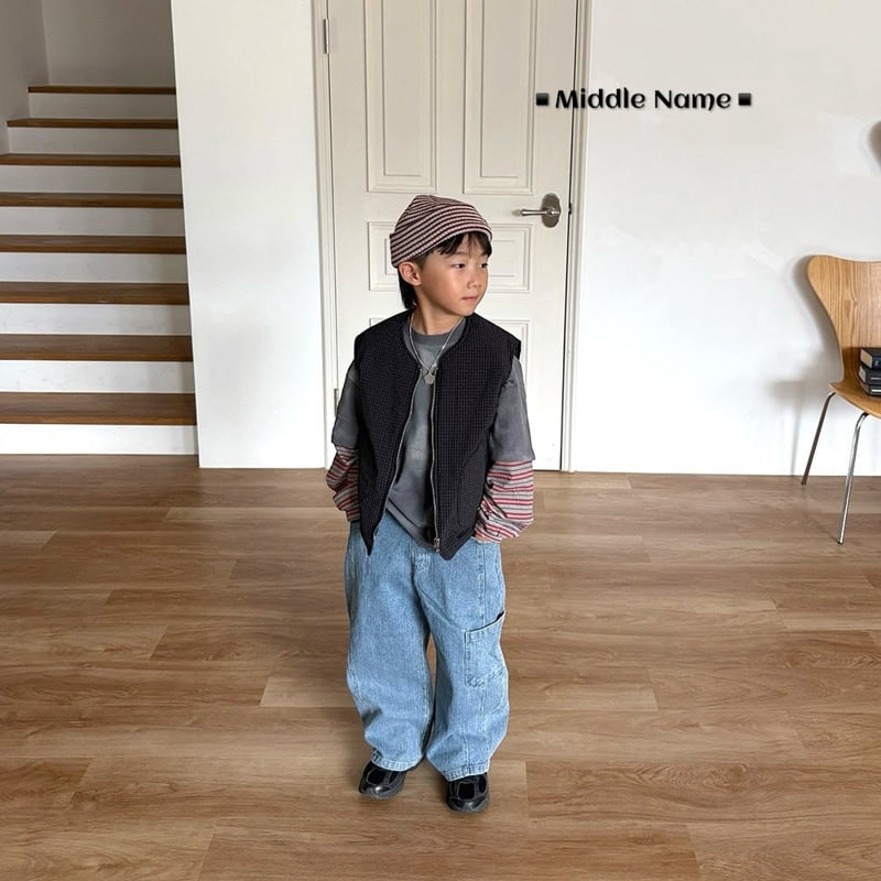 Middle Name - Korean Children Fashion - #stylishchildhood - Rib Check Vest - 2