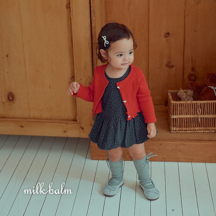 Milk Balm - Korean Children Fashion - #childofig - Heart Ribbed Cardigan Set - 12