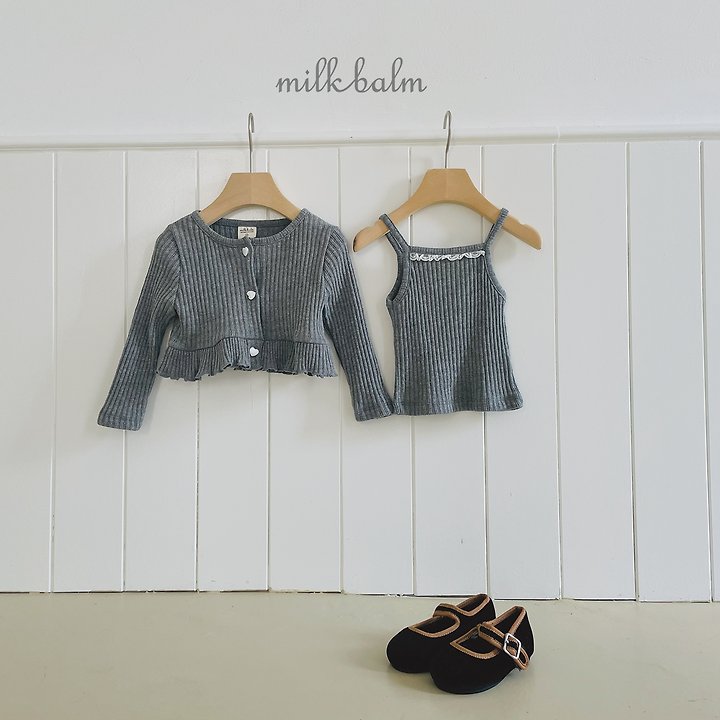 Milk Balm - Korean Children Fashion - #discoveringself - Heart Ribbed Cardigan Set - 2