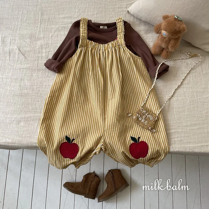 Milk Balm - Korean Children Fashion - #discoveringself - Apple Overalls - 6