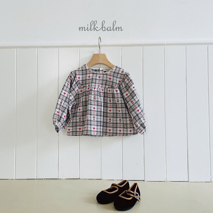 Milk Balm - Korean Children Fashion - #discoveringself - Check Bear Blouse - 4
