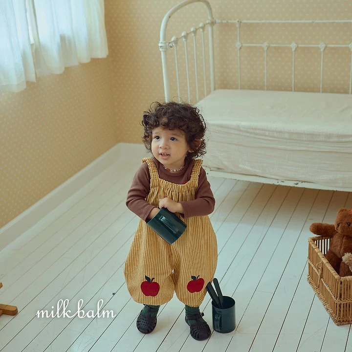 Milk Balm - Korean Children Fashion - #fashionkids - Apple Overalls - 7