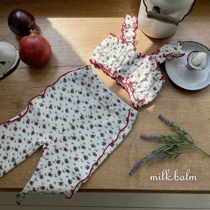 Milk Balm - Korean Children Fashion - #kidsshorts - Bloom Waffle Pants - 6