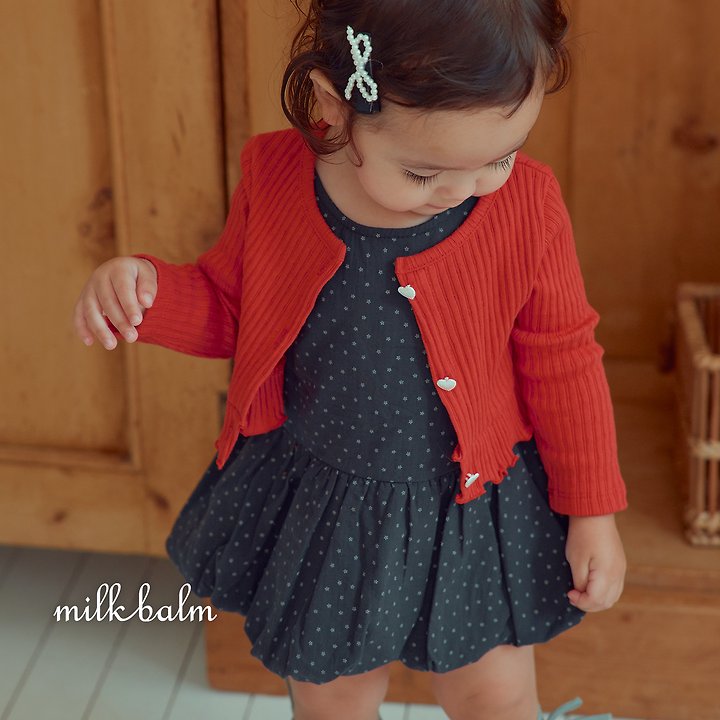 Milk Balm - Korean Children Fashion - #kidsstore - Heart Ribbed Cardigan Set - 5